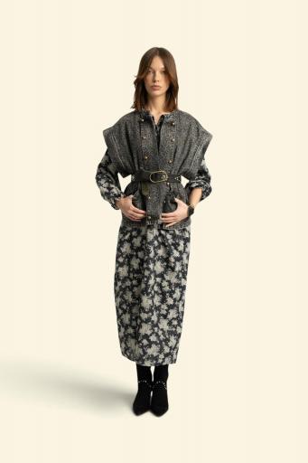 Sisters Department,Waistcoat | Washed black denim w/ animal print [1]
