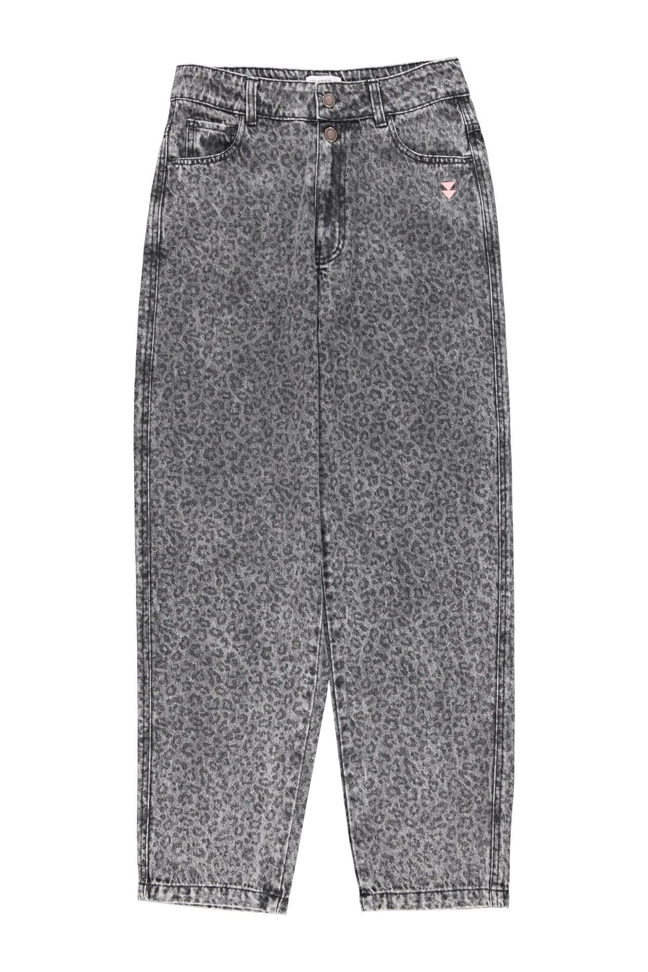 Sisters Department,Trousers | Washed black denim w/ animal print