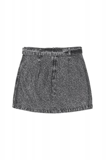 Sisters Department,Short skirt | Washed black denim w/ animal print [3]