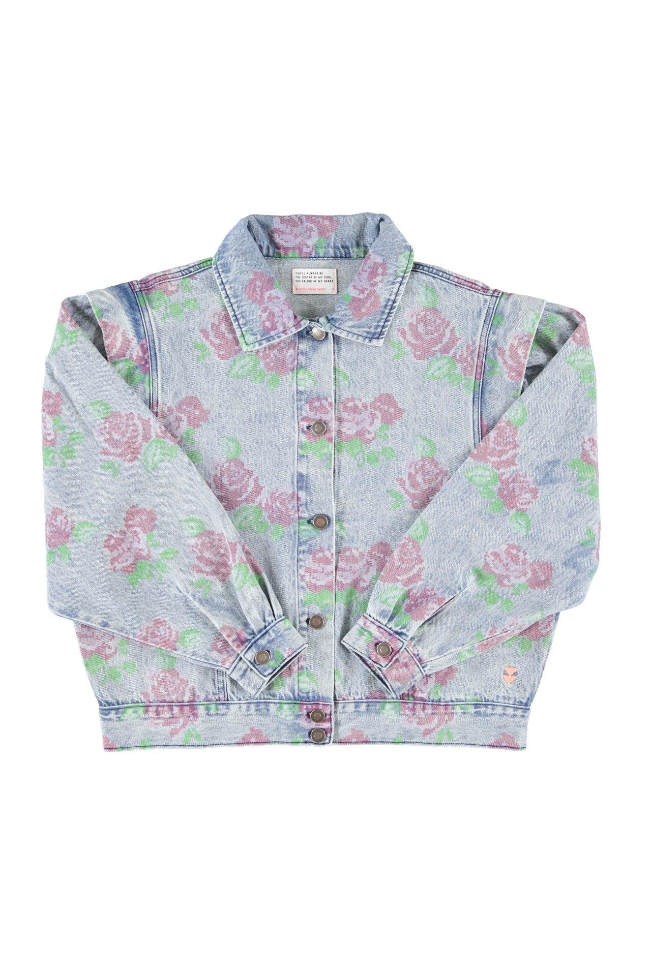 Sisters Department,Jacket | Washed blue denim w/ flowers