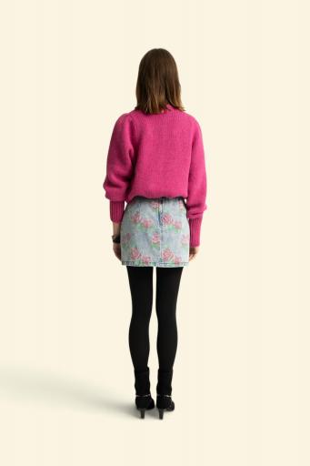 Sisters Department,Short skirt | Washed blue denim w/  flowers  [1]