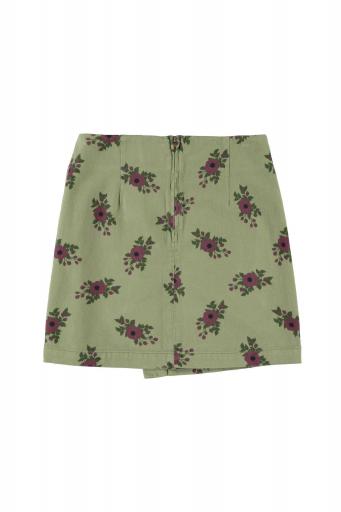 Sisters Department,Short asymmetrical skirt  | Olive green w/ flowers  [1]