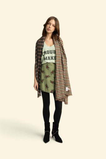 Sisters Department,Short asymmetrical skirt  | Olive green w/ flowers  [2]