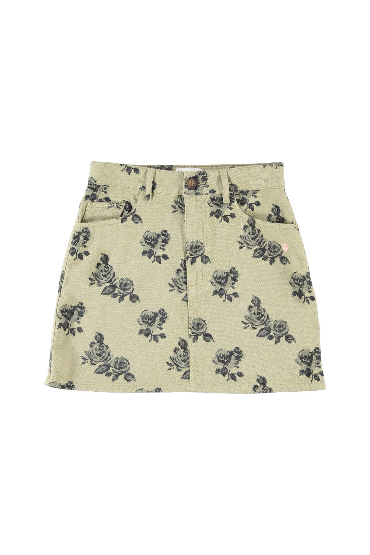 Sisters Department,Short skirt | Light green w/ black roses