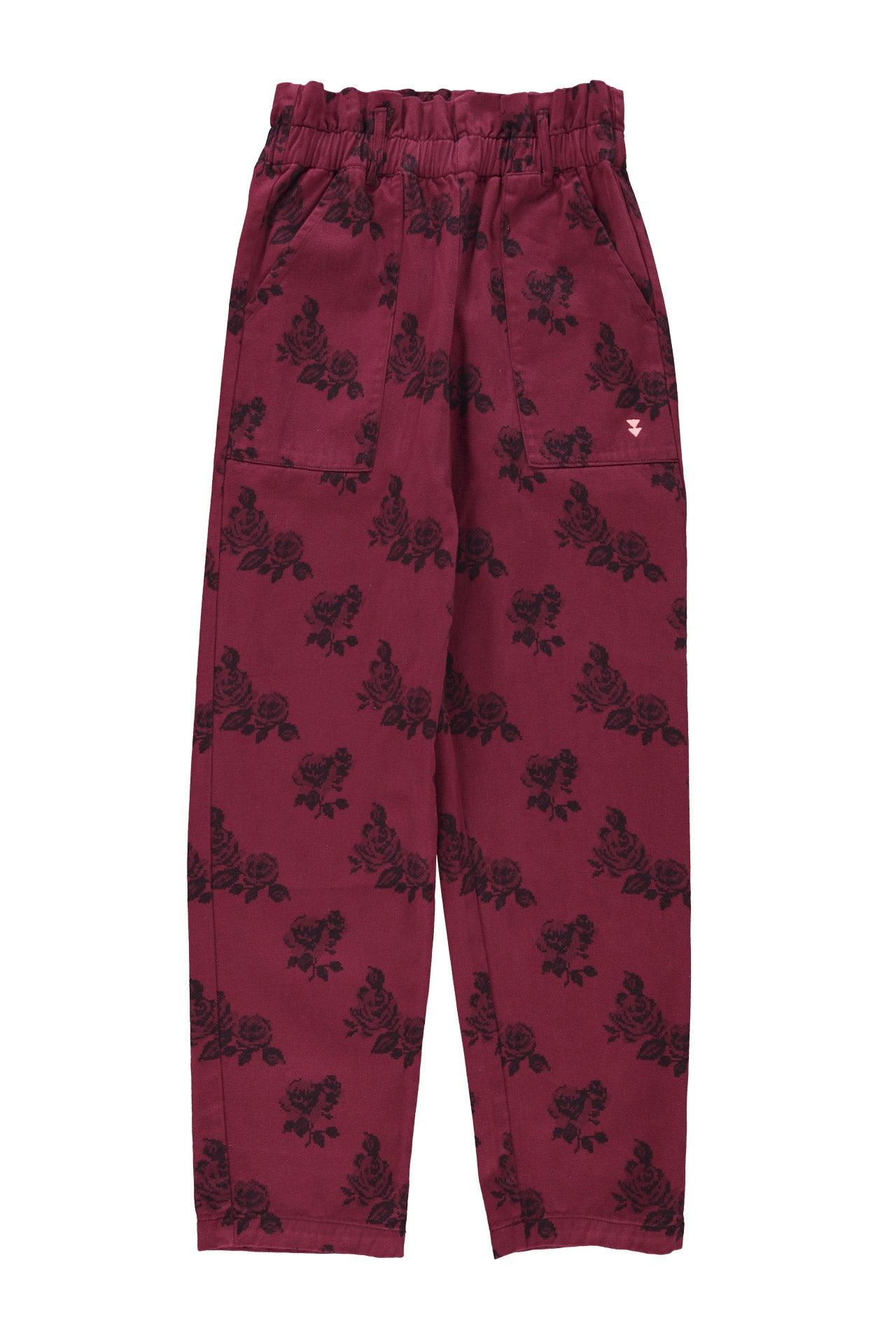 Sisters Department,Trousers | Bordeaux w/ black roses