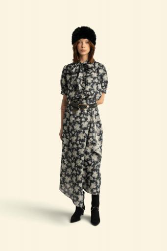 Sisters Department,Blouse w/ bow | Black w/ floral jacquard [1]