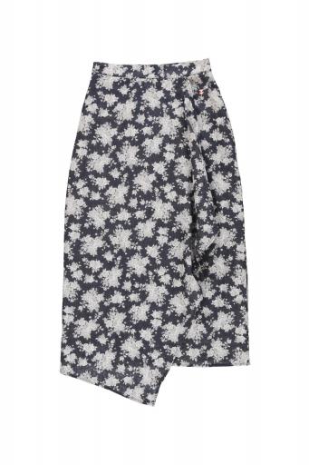 Sisters Department,Long skirt | Black w/ floral jacquard
