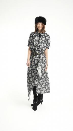 Sisters Department,Long skirt | Black w/ floral jacquard [2]