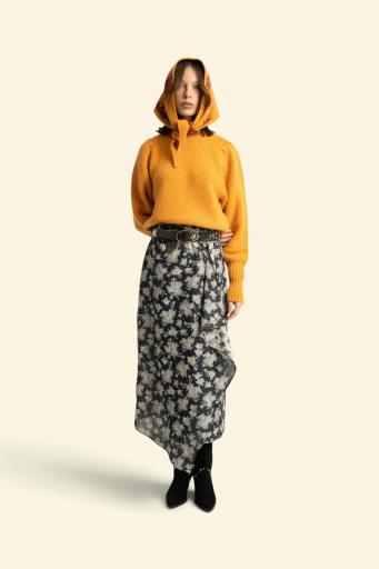 Sisters Department,Long skirt | Black w/ floral jacquard [1]