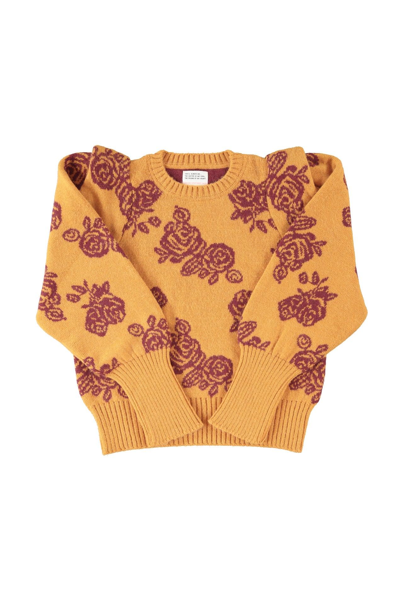 Sisters Department,Knitted soft sweater | Orange w/ flowers