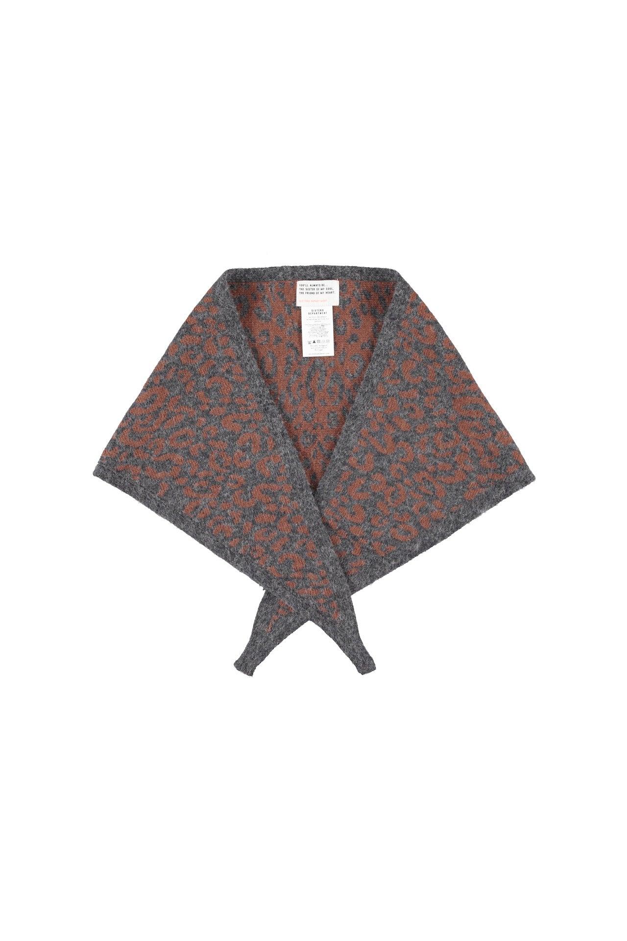Sisters Department,Knitted bandana | Grey w/ animal print