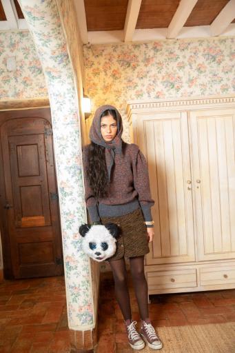 Sisters Department,Knitted bandana | Grey w/ animal print [2]