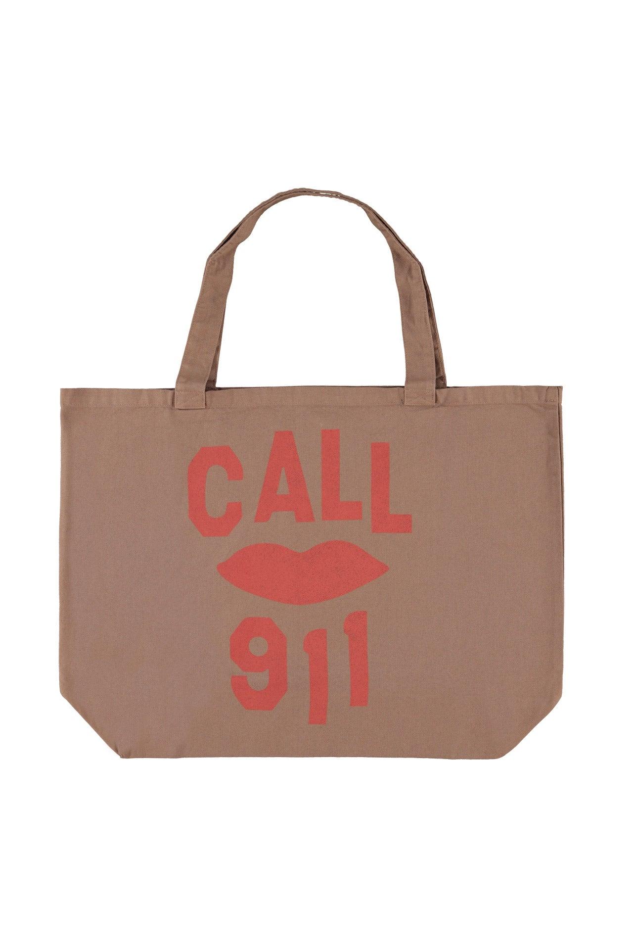 Sisters Department,XL bag | Brown w/ "call 911" print
