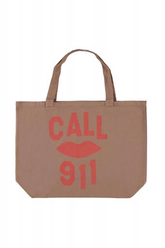 Sisters Department,XL bag | Brown w/ "call 911" print [0]