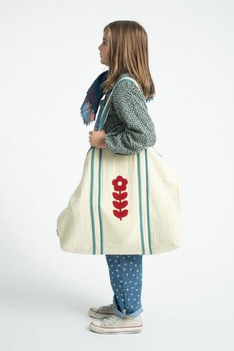 Piupiuchick,XL Bag Ecru with Embroidered Red Flower [1]