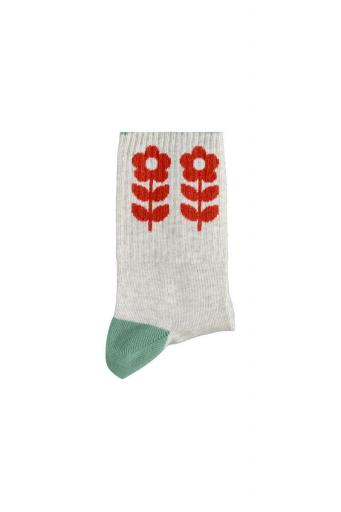 Piupiuchick,Socks Light Grey with Red Flowers