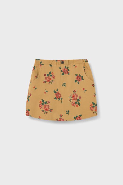 Cozmo,cross stitch floral twill skirt
