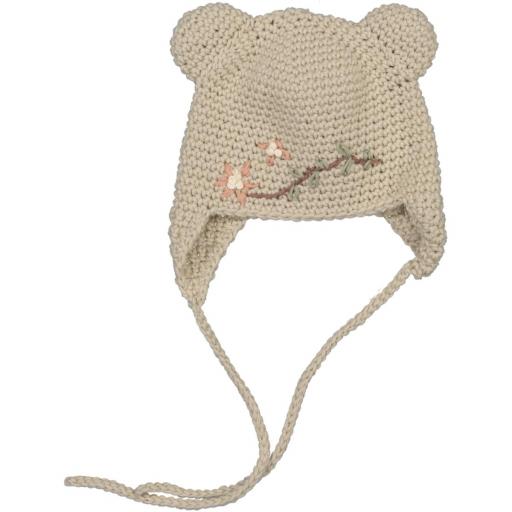 Cotton Little Things,Gorro orejitas bordado beige lana [0]