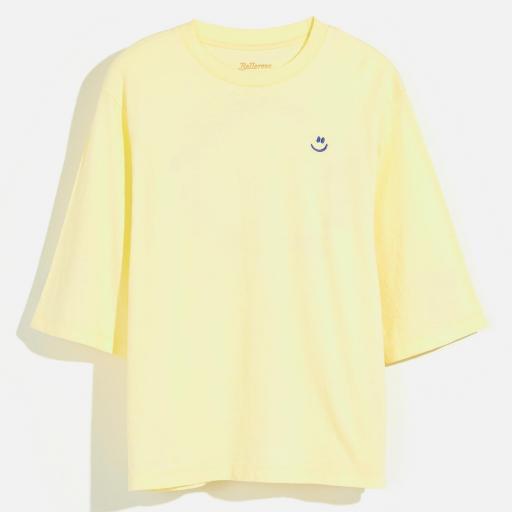 Bellerose,ASHA41,Camiseta oversize amarilla print espalda