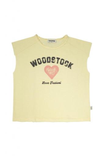 Tocoto Vintage,CAMISETA SIN MANGAS "WOODSTOCK MEMORIES" , amarillo 