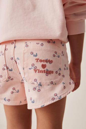 Tocoto Vintage,SHORT SARGA ESTAMPADO CEREZAS ,rosa [2]