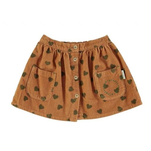 Piupiuchick,Minifalda de pana marrón corazones verde [0]