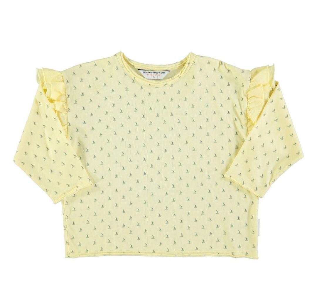 Piupiuchick,Camiseta amarilla volante manga
