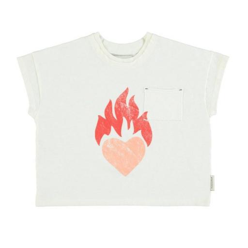 Piupiuchick,TSHIRT ECRU HEART PRINT,Camiseta blanca print corazón