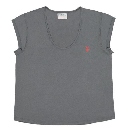 Sisters Department, Camiseta gris pico print corazón trasero multicolor  [3]