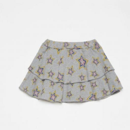 Weekend House,Stars all over mini skirt, Minifalda gris estrellas [0]