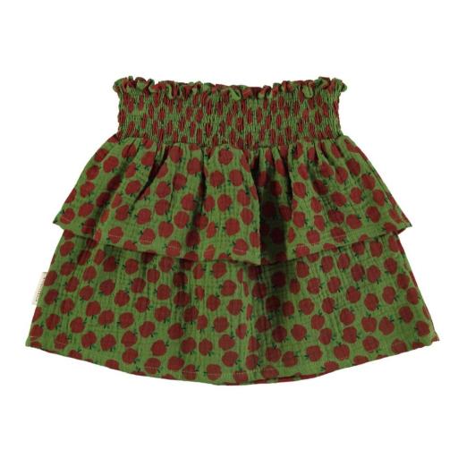 Piupiuchick,Short skirt | Olive green w/ red apples, Minifalda manzanas verde [1]