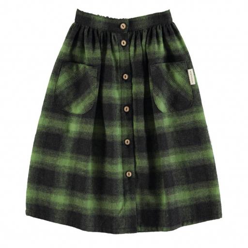 Piupiuchick,Long flannel skirt | Green & black checkered,Falda larga cuadros verde [0]