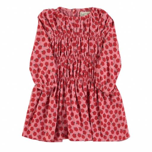 Piupiuchick,Short dress | Pink w/ red apples, Vestido manzanas