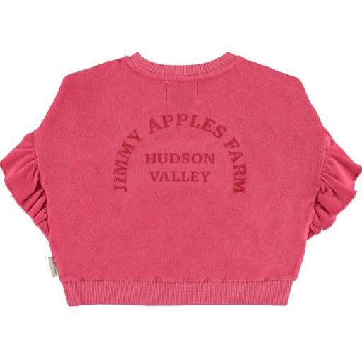 Piupiuchick,Terry cotton sweatshirt | Strawberry pink w/ red apple print,Sudadera fucsia manzana  [1]