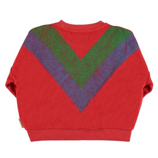 Piupiuchick,Terry cotton sweatshirt| Red w/ multicolor triangle print,Sudadera roja triángulo  [1]