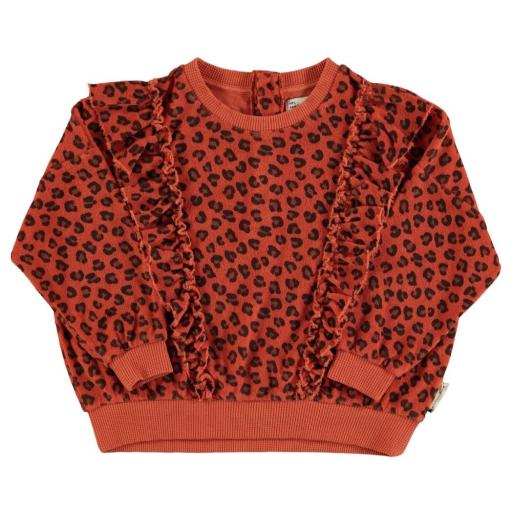 Piupiuchick,Terry cotton sweatshirt | Terracotta w/ animal print,Sudadera print animal 