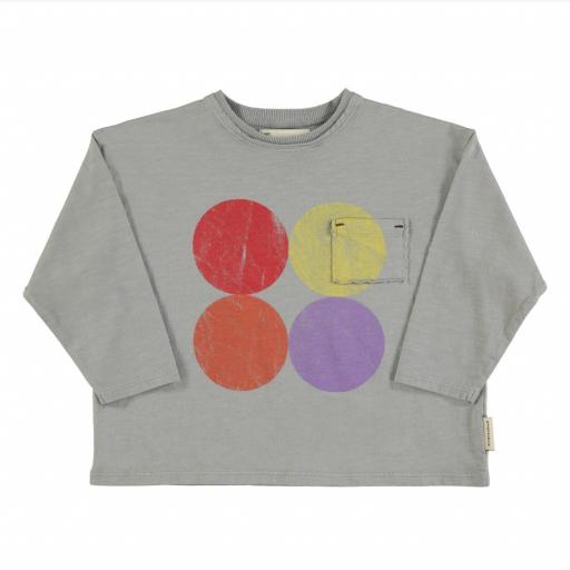 Piupiuchick,Longsleeve | Grey w/ multicolor circles print,Camiseta gris