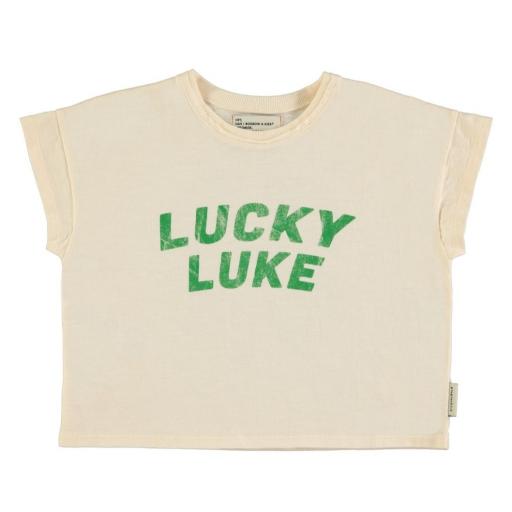 Piupiuchick,T'shirt | Ecru w/ "lucky luke" print,Camiseta blanca trébol 