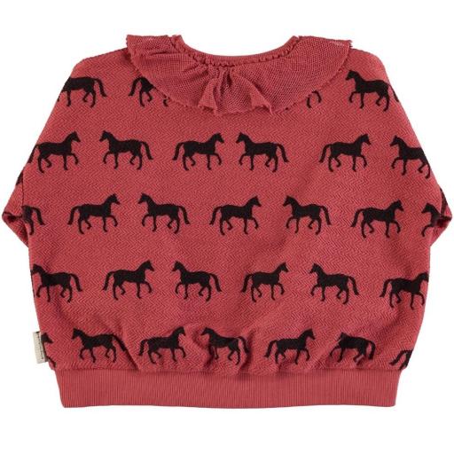 Piupiuchick,Sweatshirt | Old pink w/ black horses,Sudadera Caballos [1]