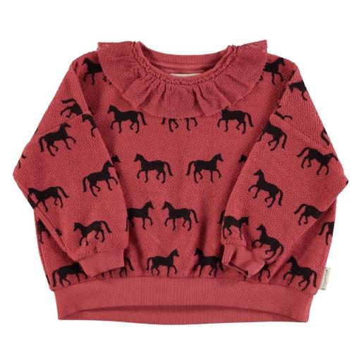 Piupiuchick,Sweatshirt | Old pink w/ black horses,Sudadera Caballos