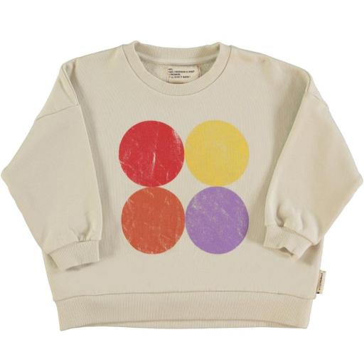 Piupiuchick,Sweatshirt | Ecru w/ multicolor circles print,Sudadera blanca círculos 