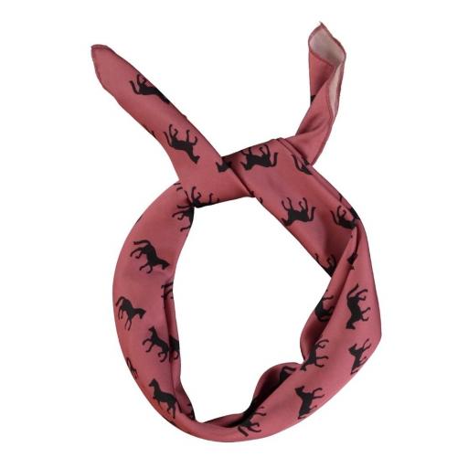 Piupiuchick,Silky bandana/scarf | Pink w/ black horses allover, Pañuelo caballos [1]