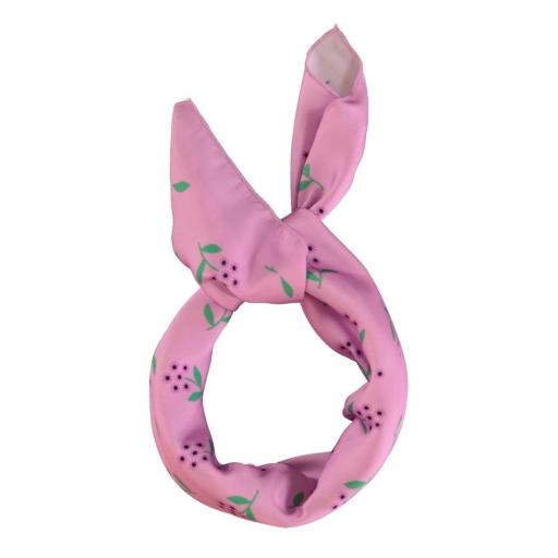 Piupiuchick,Silky bandana/scarf | Pink w/ flowers allover,Pañuelo rosa flores [1]