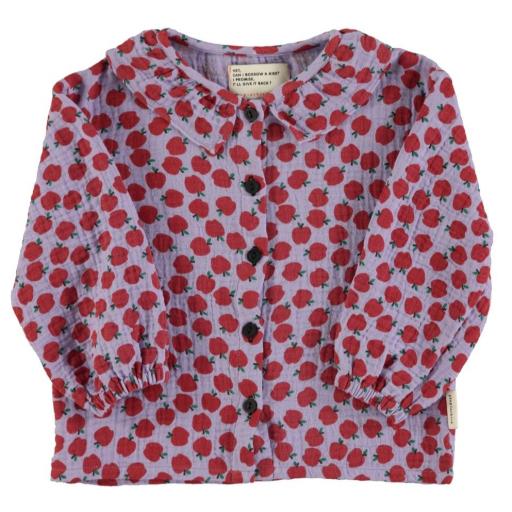 Piupiuchick,Blouse w/ round collar | Lilac w/ red apples,Blusa manzanas lila