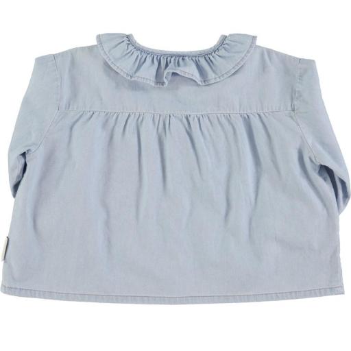 Piupiuchick,Peter pan collar blouse | Light blue chambray,Blusa azul [1]