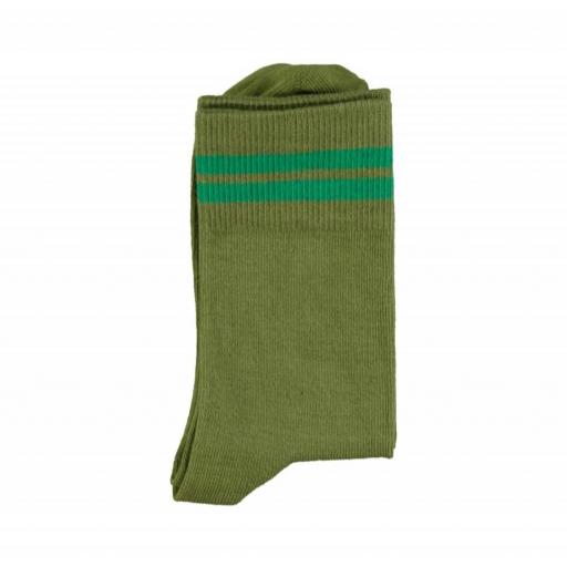 Piupiuchick,Short socks | Olive green w/ green stripes, Calcetines oliva raya verde [1]