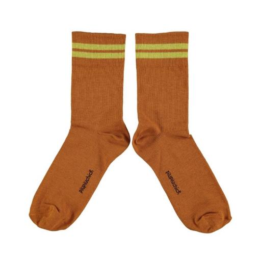 Piupiuchick,Short socks | Camel w/ yellow stripes, Calcetines Camel raya amarilla  [1]