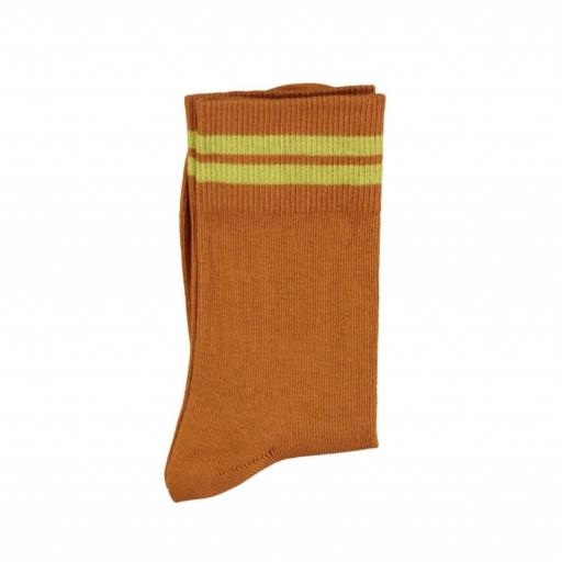 Piupiuchick,Short socks | Camel w/ yellow stripes, Calcetines Camel raya amarilla 