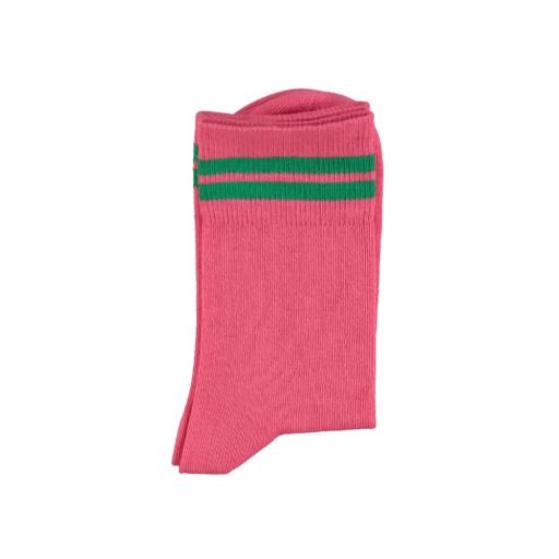 Piupiuchick,Short socks | Pink w/ green stripes, Calcetines rosa raya verde [1]