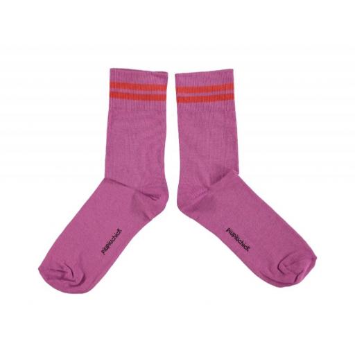 Piupiuchick,Short socks | Lilac w/ red stripes, Calcetines lila raya roja [0]